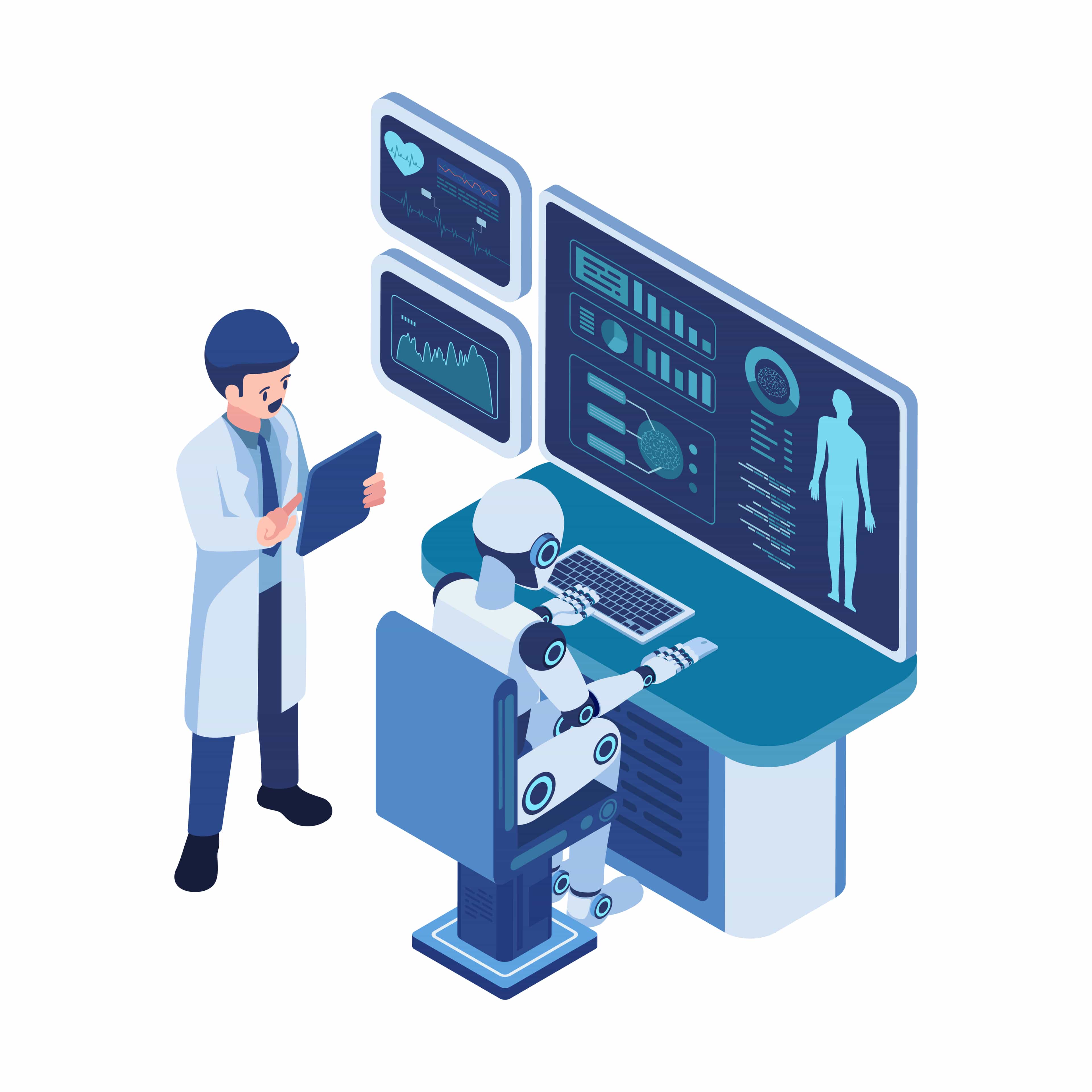 Illustration of AI analyzing health data